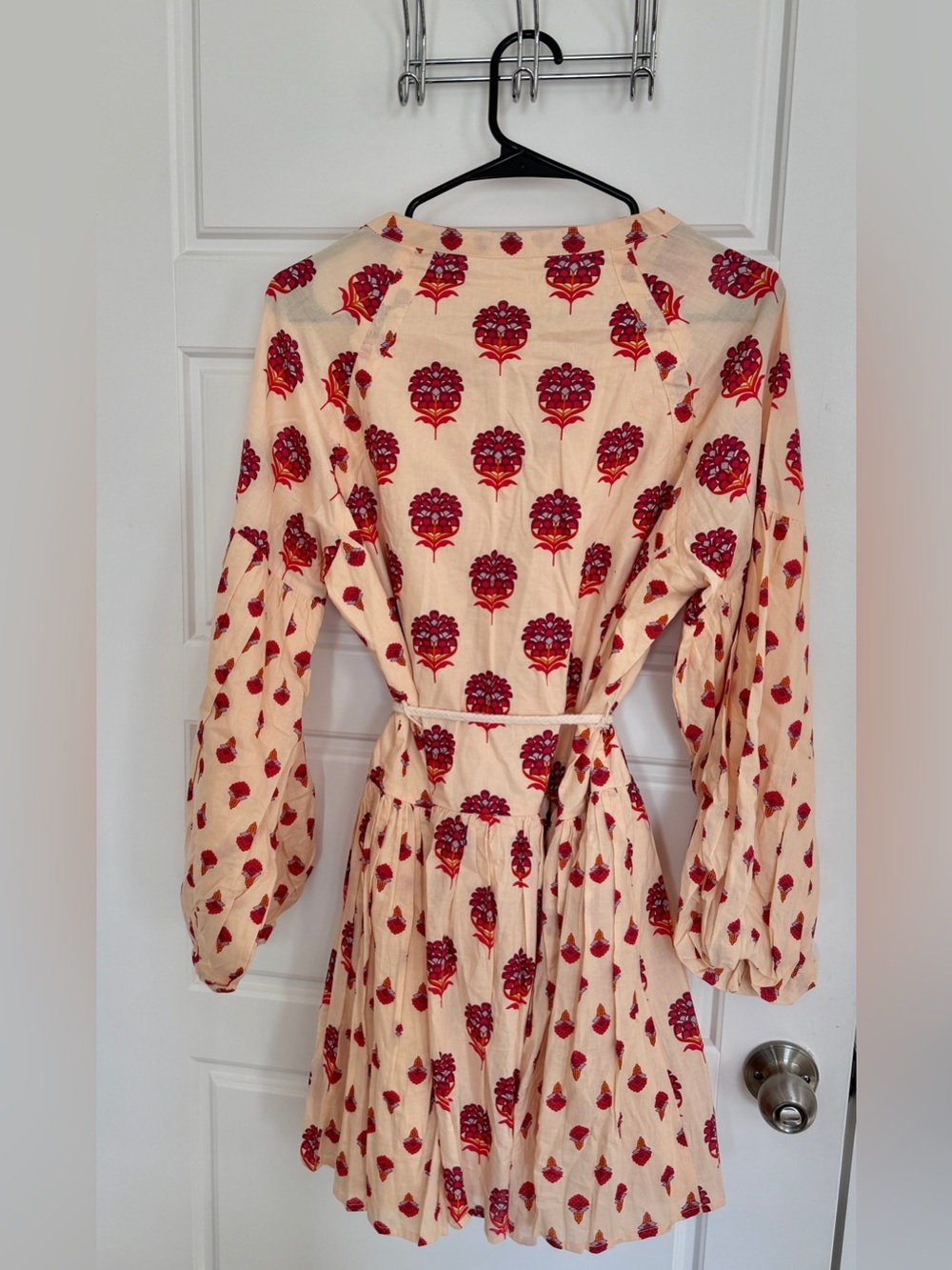 Avec Les Filles Floral Mini Dress Boho Peasant Tassel Tie Waist Size 6 - Picture 9 of 10